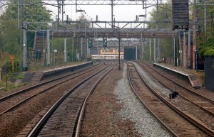 DG10121. WCML from the cab. Atherstone. 23.4.07.