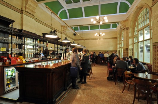 What a gem! The refurbished bar, tiling & restored ceiling in the Sheffield Tap - back from the dead after years of deeliction.