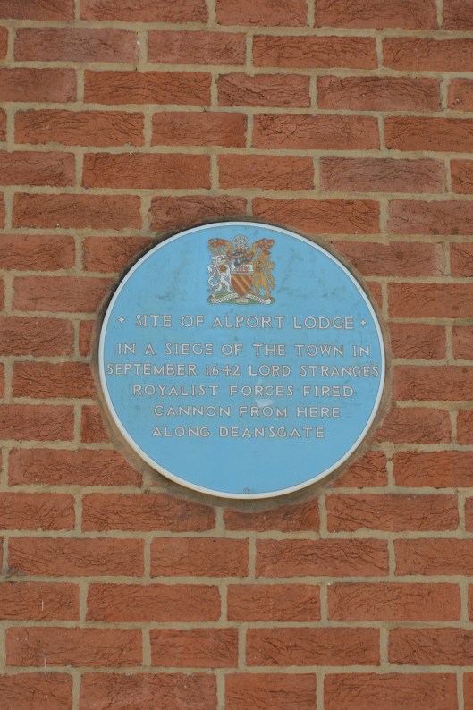 This plaque celebrates less settled times when the area was a battlefield in the English civil war.