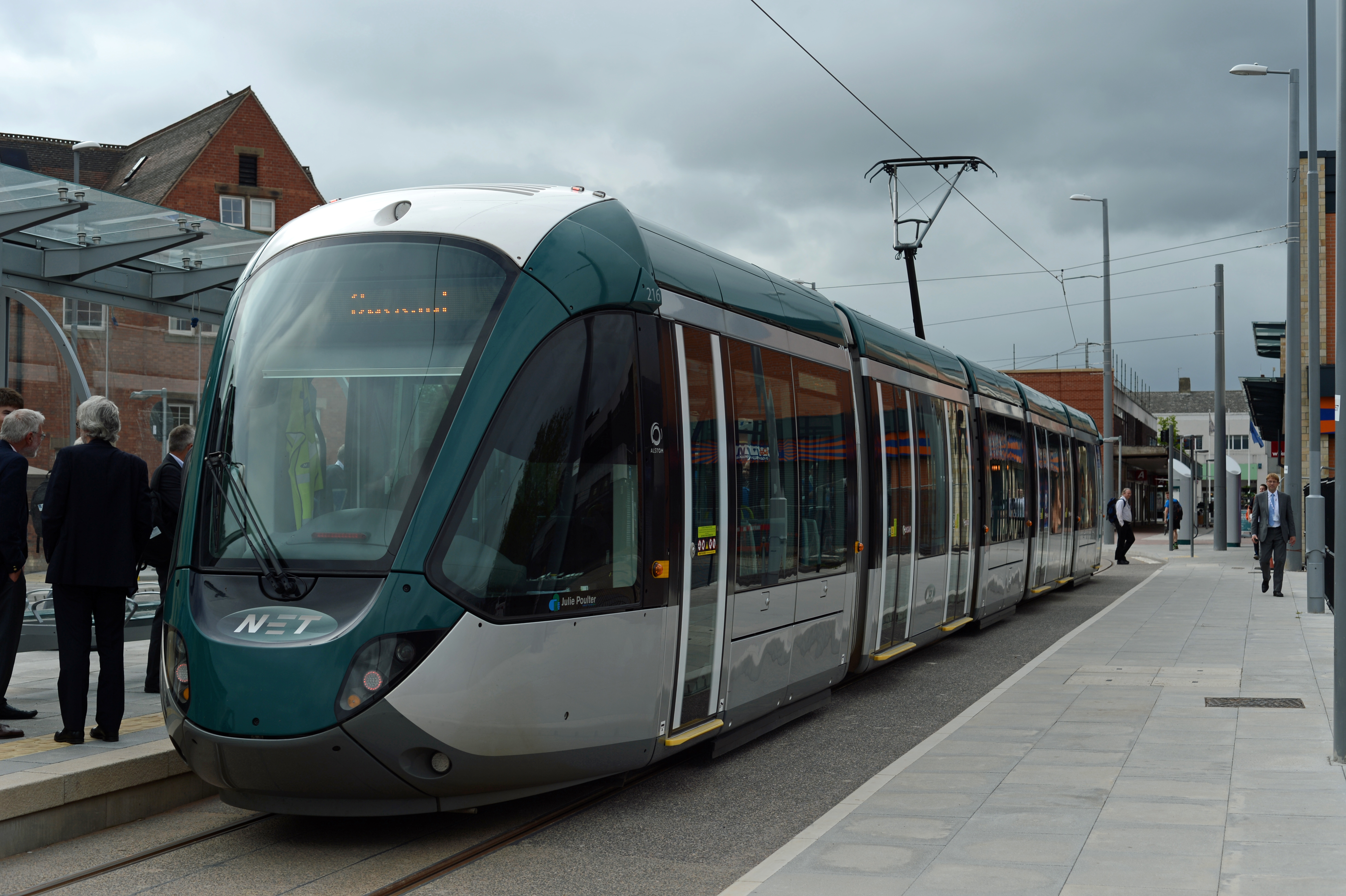 Our special tram sits at the single platform stop at Beeston.