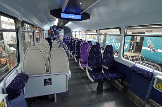 The interior seen from the two wheelchair spaces.