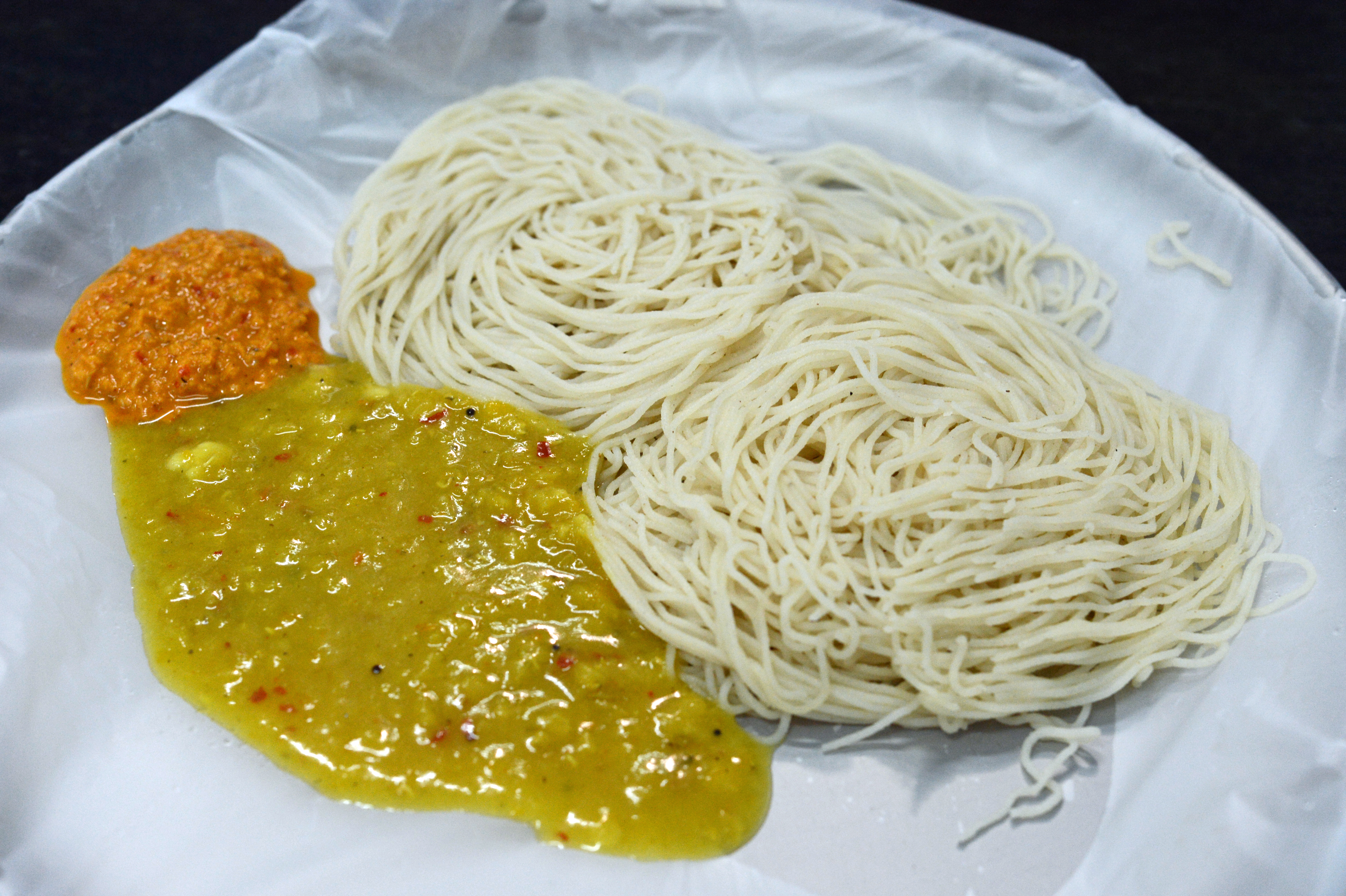 DG237247. String Hoppers with dahl and chutney.  Colombo. Sri Lanka. 11.1.16..JPG