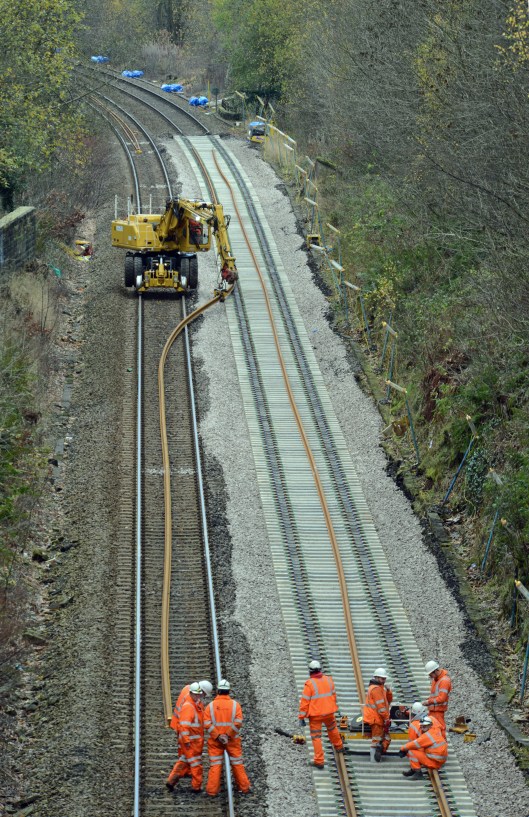 DG235206. Clipping new track in place. Luddenden. 22.11.15.