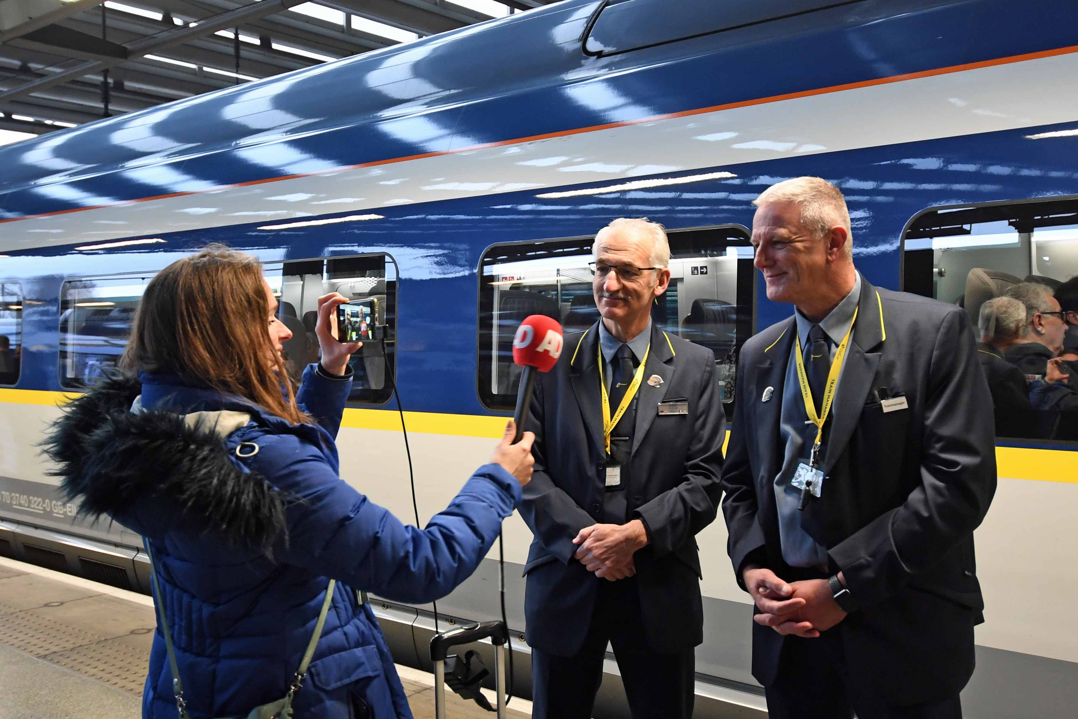 DG289711. Crew of train 9114, the press trip to Amsterdam. St Pancras International. 20.2.18
