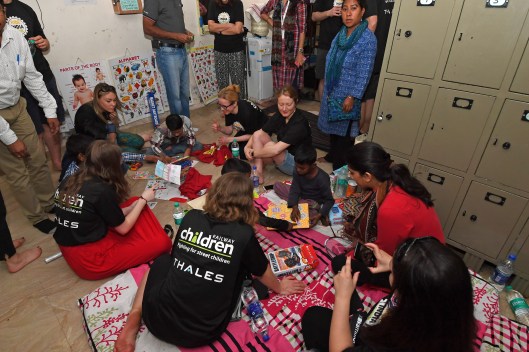 DG291156. Visiting the Railway Children shelter in Karol Bagh. Delhi. India. 4.3.18