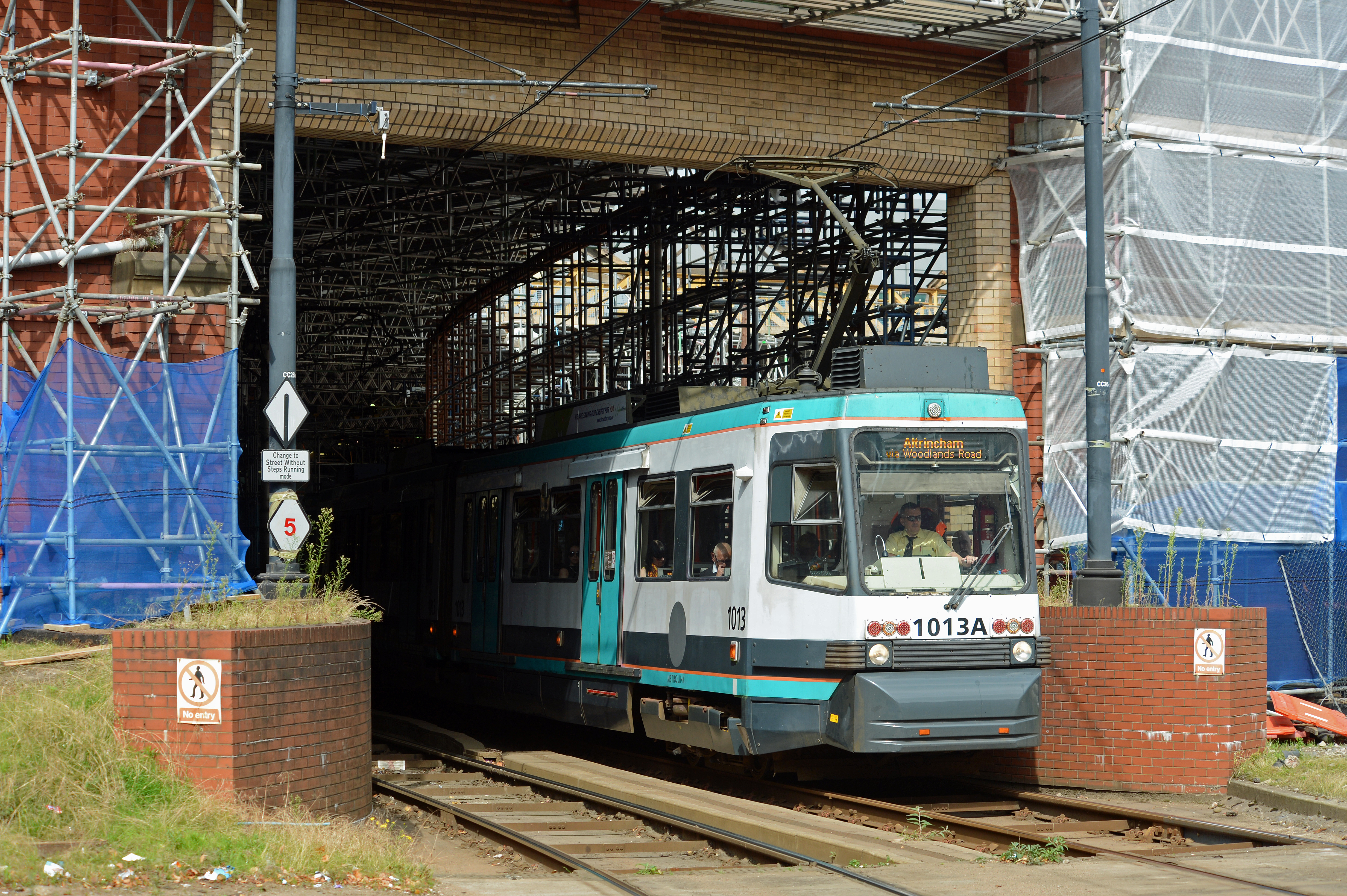 DG157861. Tram 1013. Manchester Victoria. 30.8.13.