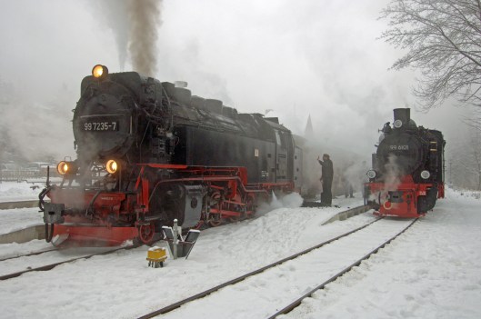 FDG05141. 99 7235. 99 6101. Drei Annan Hohne. Harz railway. Germany. 10.2.07