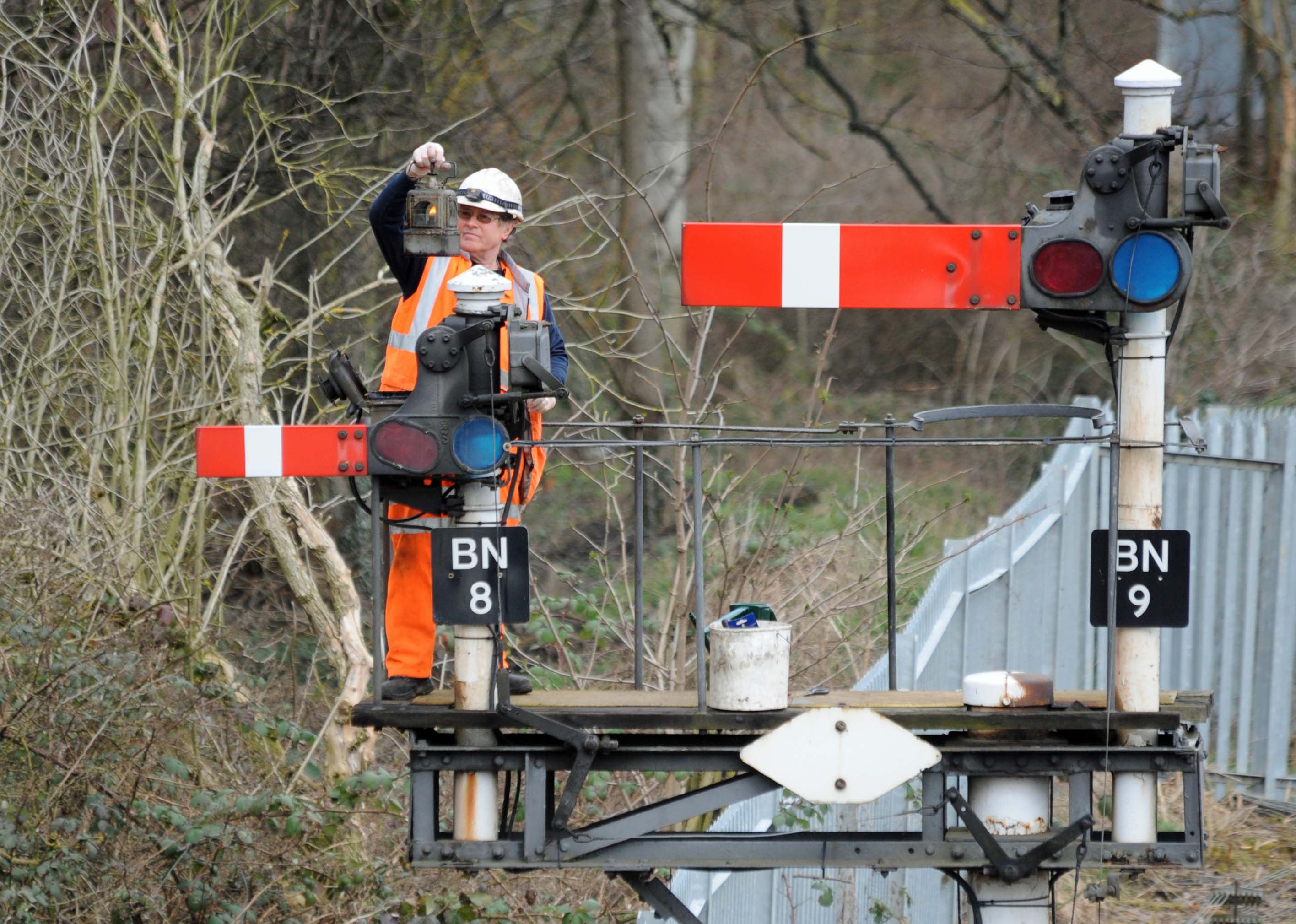 DG47448. Checking the lamps. Banbury. 26.3.10.crop
