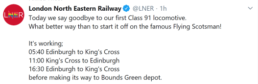 LNER tweet