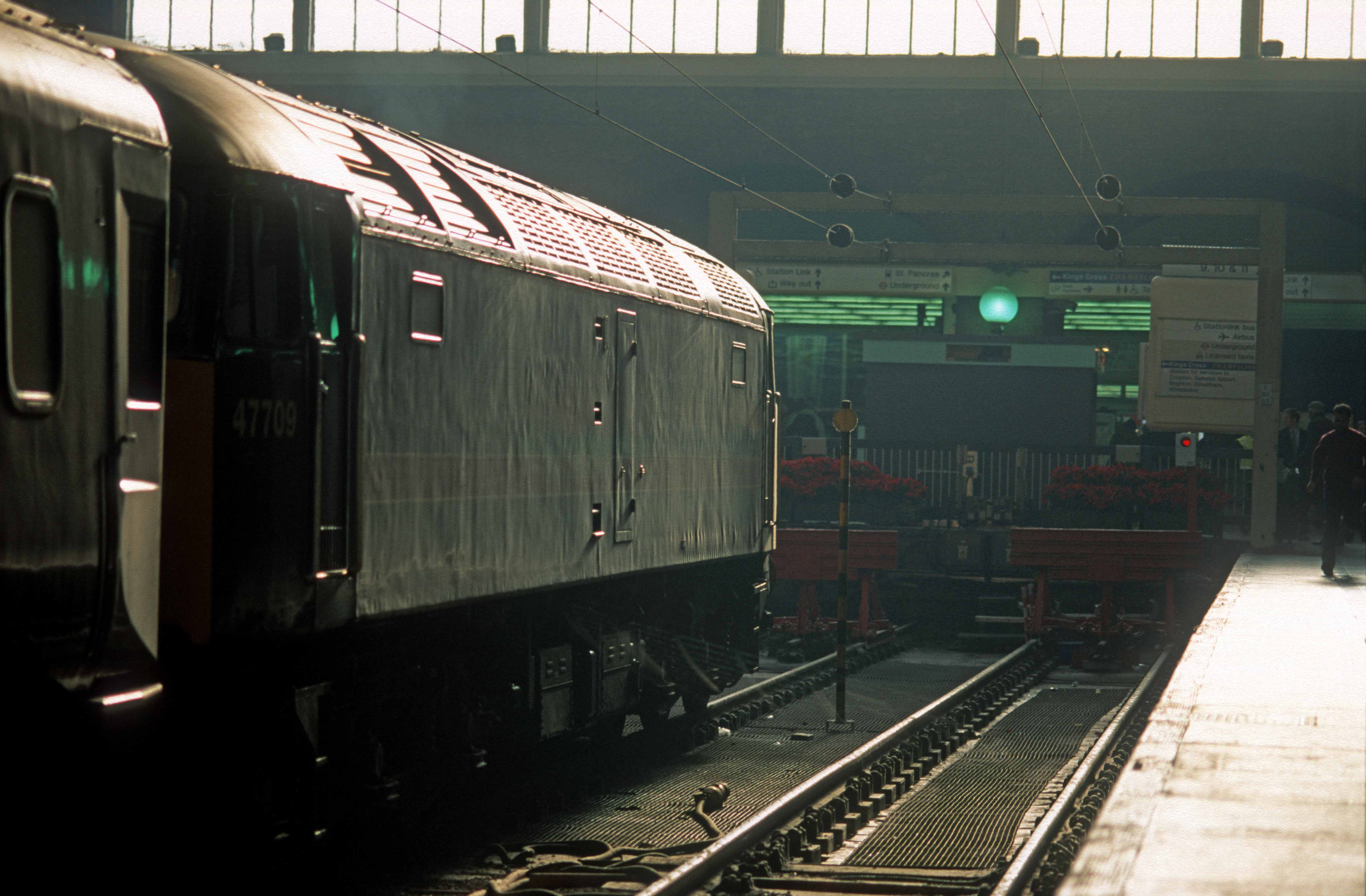 07451. 47709. Regency railtour Ex-Newcastle. ECS to Bounds Green London Kings Cross. 16.12.1999crop