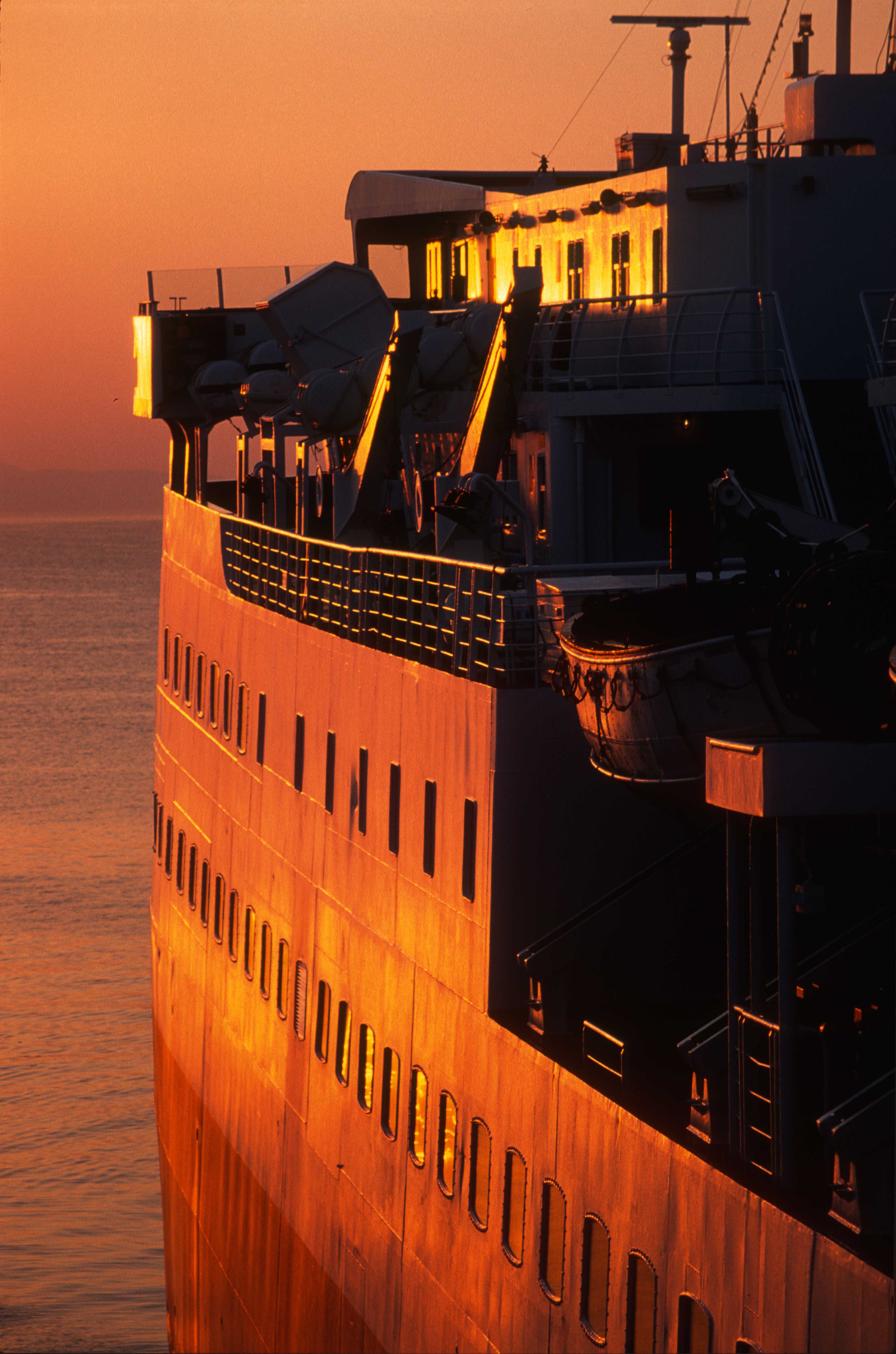 T14172. Side of a ferry at dawn. Rafina. Greece. 21.09.02crop